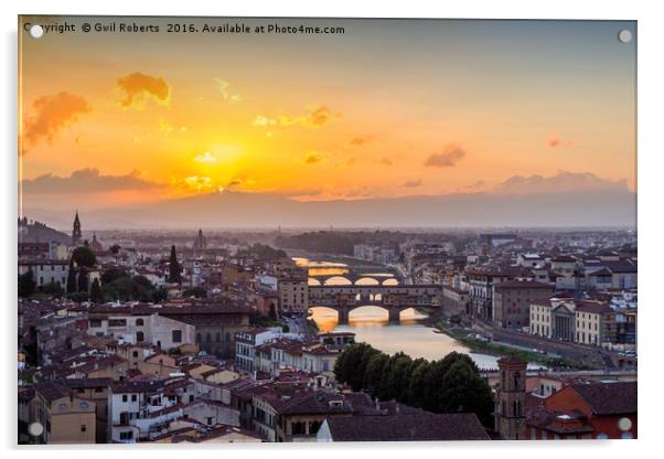 Sunset over Florence, Italy Acrylic by Gwil Roberts
