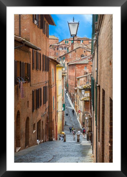Siena Backstreet, Italy Framed Mounted Print by Colin Allen