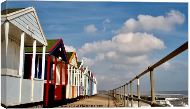 Multi Coloured Beach Huts SouthWold Suffolk Canvas Print by James Allen