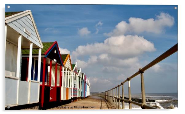 Multi Coloured Beach Huts SouthWold Suffolk Acrylic by James Allen