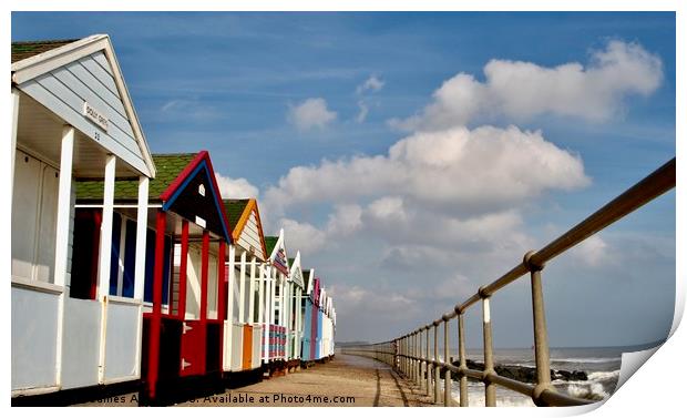 Multi Coloured Beach Huts SouthWold Suffolk Print by James Allen