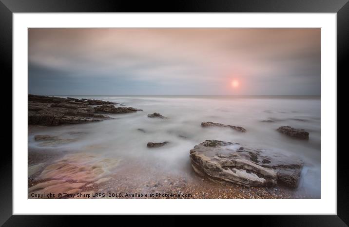 Sun Rise Over Rocks and Sea Framed Mounted Print by Tony Sharp LRPS CPAGB