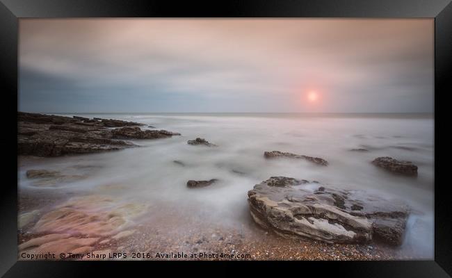 Sun Rise Over Rocks and Sea Framed Print by Tony Sharp LRPS CPAGB
