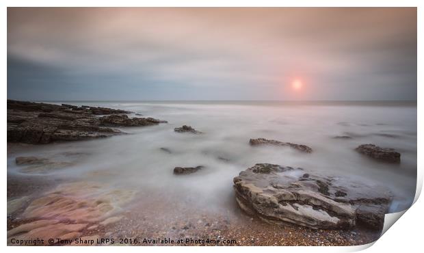Sun Rise Over Rocks and Sea Print by Tony Sharp LRPS CPAGB