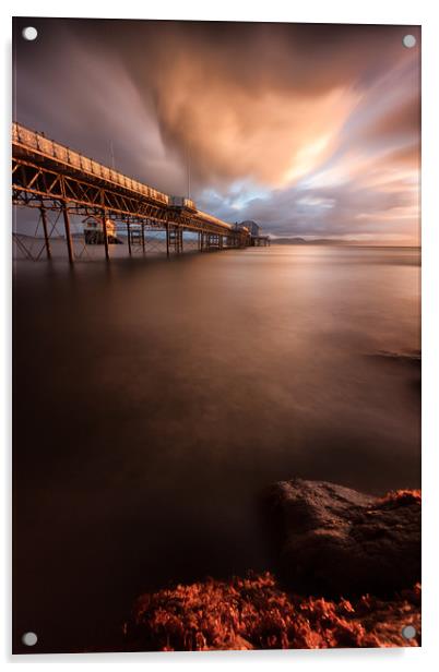 Mumbles pier sunrise Acrylic by Leighton Collins