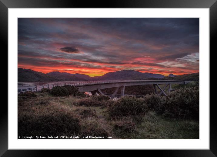  Kylesku bridge fiery sunrise Framed Mounted Print by Tom Dolezal