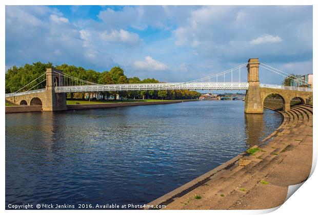 Wilford Suspension Bridge River Trent Nottingham Print by Nick Jenkins