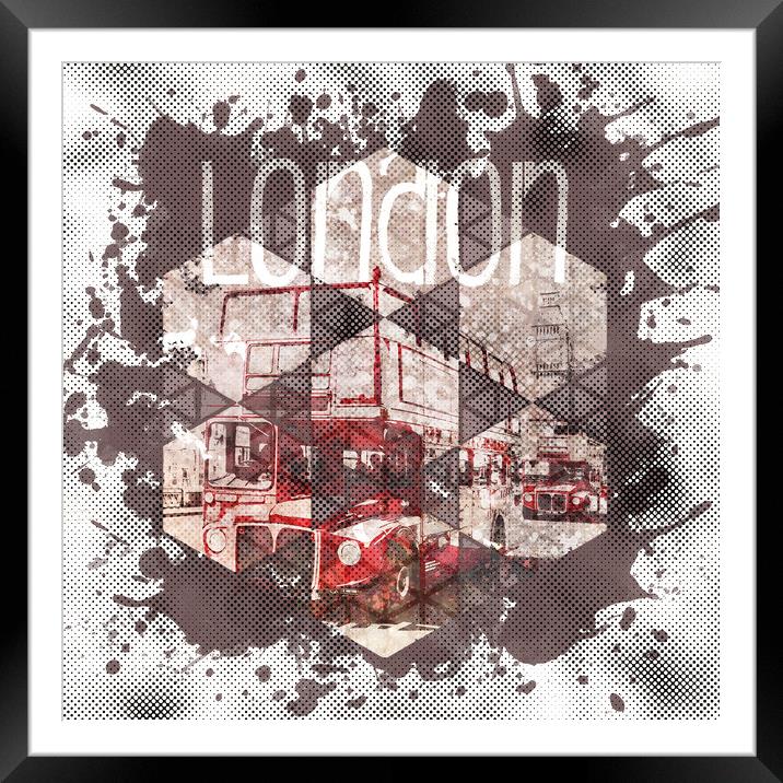 Graphic Art LONDON Streetscene Framed Mounted Print by Melanie Viola