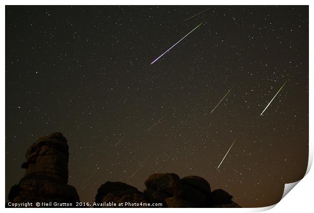 Perseids over Hound Tor II Print by Nymm Gratton