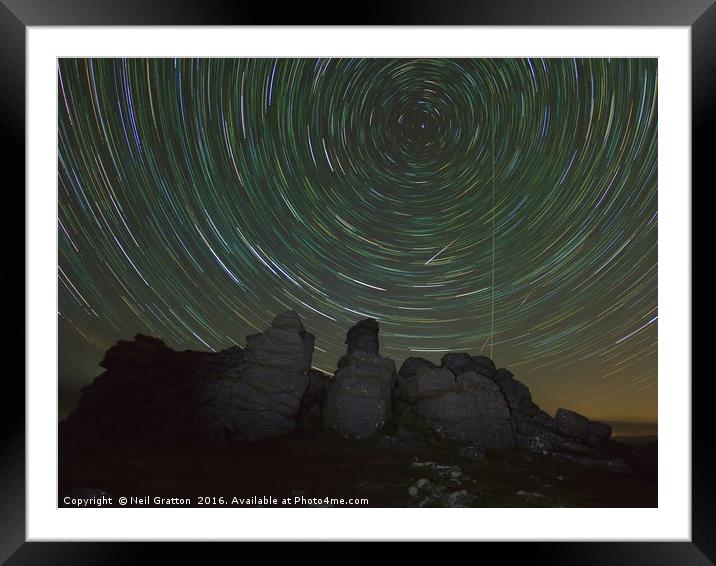 Perseids over Hound Tor I Framed Mounted Print by Nymm Gratton