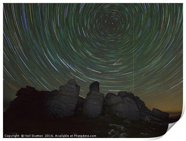 Perseids over Hound Tor I Print by Nymm Gratton