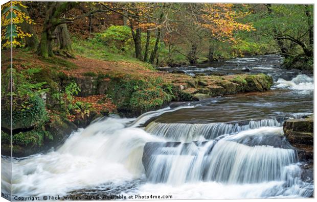 Pont Cwm y Fedwen Waterfall Brecon Beacons Wales Canvas Print by Nick Jenkins