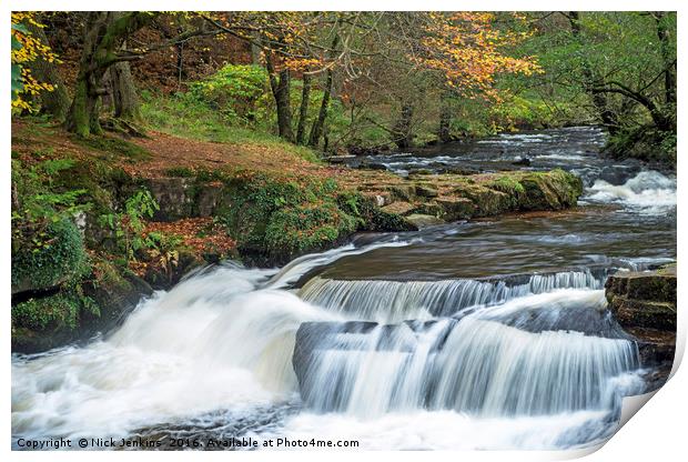 Pont Cwm y Fedwen Waterfall Brecon Beacons Wales Print by Nick Jenkins