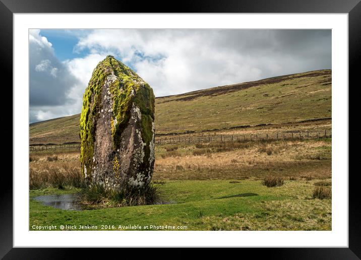 Maen Llia Standing Stone in the Brecon Beacons Framed Mounted Print by Nick Jenkins