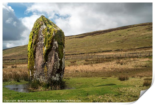 Maen Llia Standing Stone in the Brecon Beacons Print by Nick Jenkins
