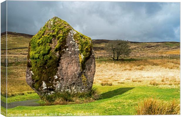 Maen Llia Standing Stone and tree  Brecon Beacons Canvas Print by Nick Jenkins