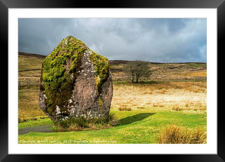 Maen Llia Standing Stone and tree  Brecon Beacons Framed Mounted Print by Nick Jenkins