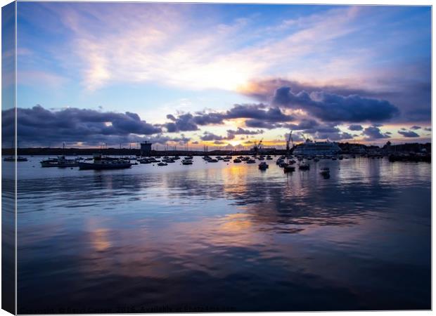 Majestic Sunrise in Falmouth Harbour Canvas Print by Beryl Curran