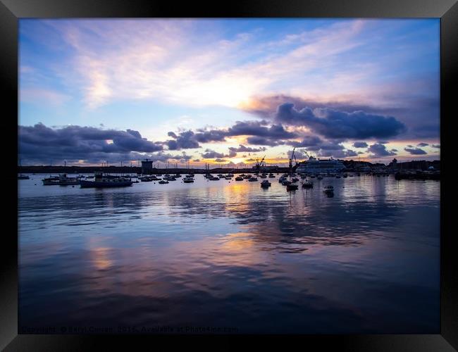 Majestic Sunrise in Falmouth Harbour Framed Print by Beryl Curran