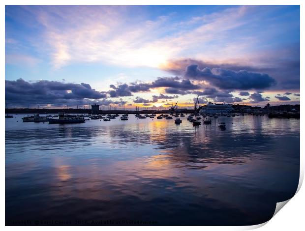 Majestic Sunrise in Falmouth Harbour Print by Beryl Curran
