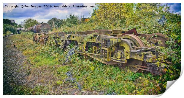 Old Train Graveyard Print by Derrick Fox Lomax