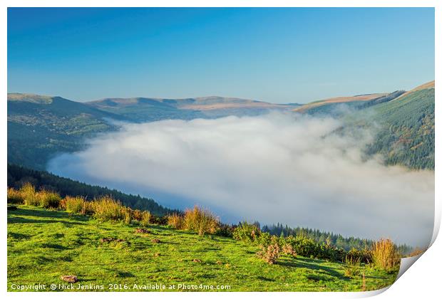 Morning Mist Talybont Reservoir Brecon Beacons Print by Nick Jenkins