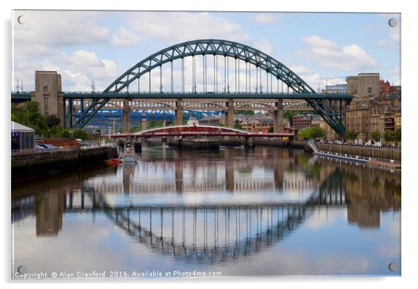 Tyne Bridge Reflection Acrylic by Alan Crawford