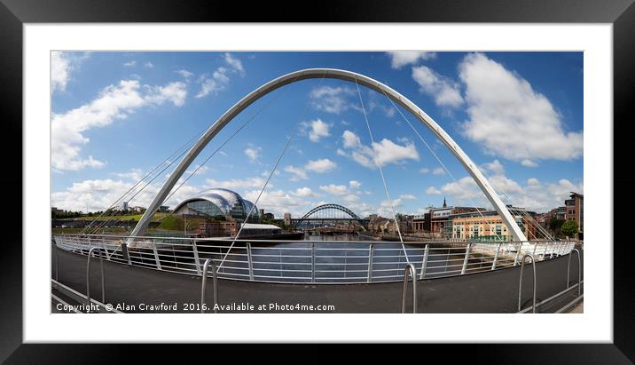 Tyne Bridges Panorama Framed Mounted Print by Alan Crawford