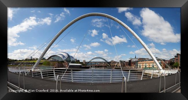 Tyne Bridges Panorama Framed Print by Alan Crawford