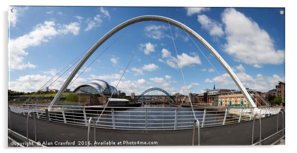 Tyne Bridges Panorama Acrylic by Alan Crawford