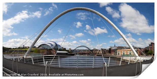Tyne Bridges Panorama Print by Alan Crawford