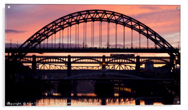 Tyne Bridges at Sunset Acrylic by Alan Crawford