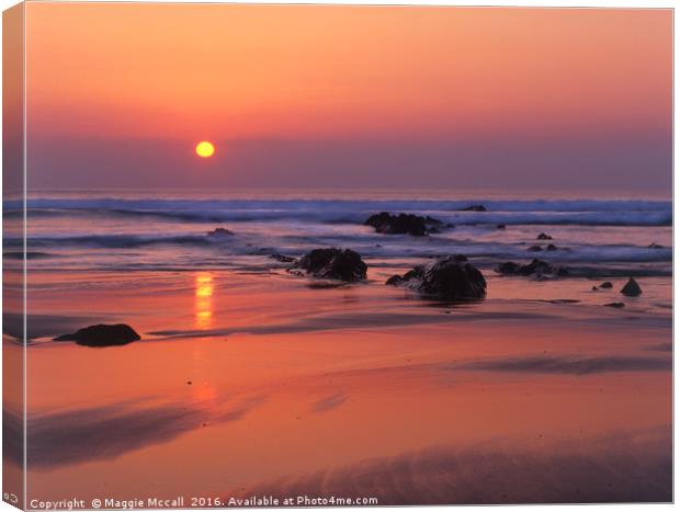 Sunset over Widemouth Bay Canvas Print by Maggie McCall