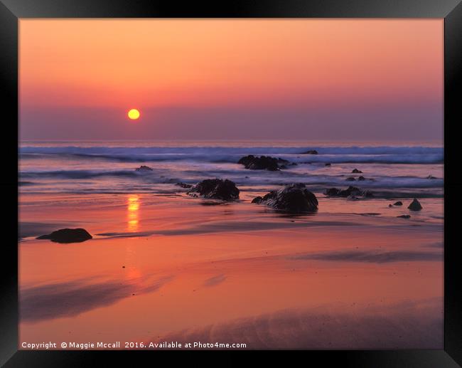 Sunset over Widemouth Bay Framed Print by Maggie McCall