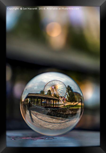 Liverpool Wheel Glass Ball Framed Print by Ian Haworth