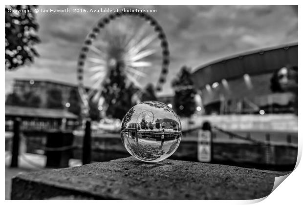 Liverpool Wheel Glass Ball 4 Print by Ian Haworth