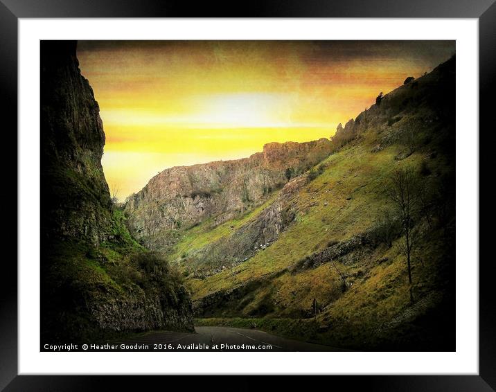 Sunset over Cheddar Gorge. Framed Mounted Print by Heather Goodwin