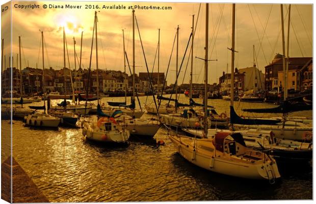 Weymouth Harbour Sunset Canvas Print by Diana Mower
