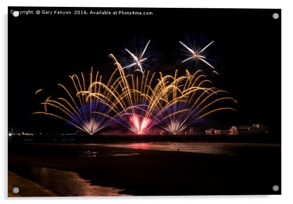 Blackpool Fireworks Acrylic by Gary Kenyon