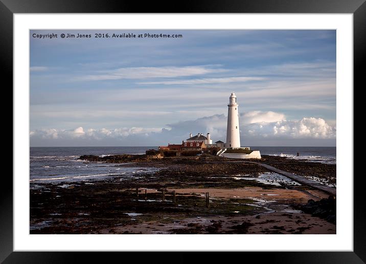 St Mary's Island and lighthouse Framed Mounted Print by Jim Jones