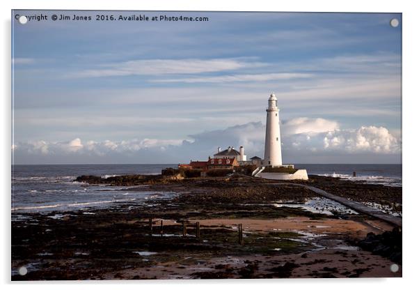 St Mary's Island and lighthouse Acrylic by Jim Jones