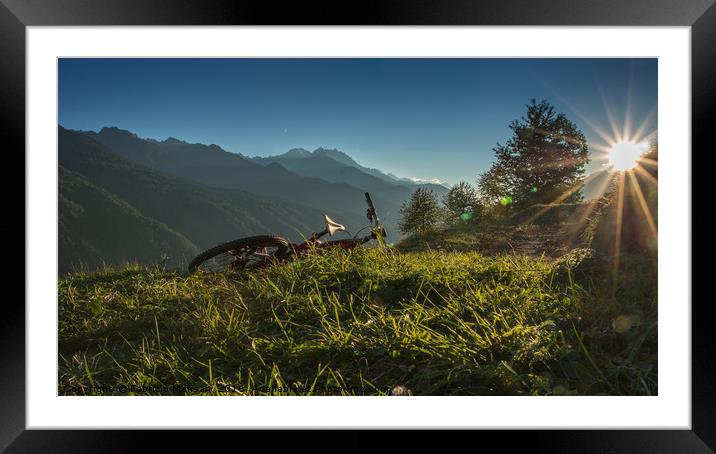 Evening comes, bike's tired ..let's enjoy the suns Framed Mounted Print by Fabrizio Malisan