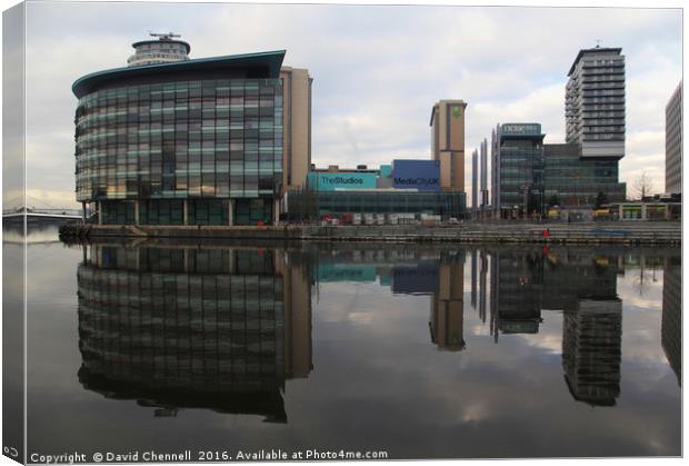 Media City Reflection  Canvas Print by David Chennell