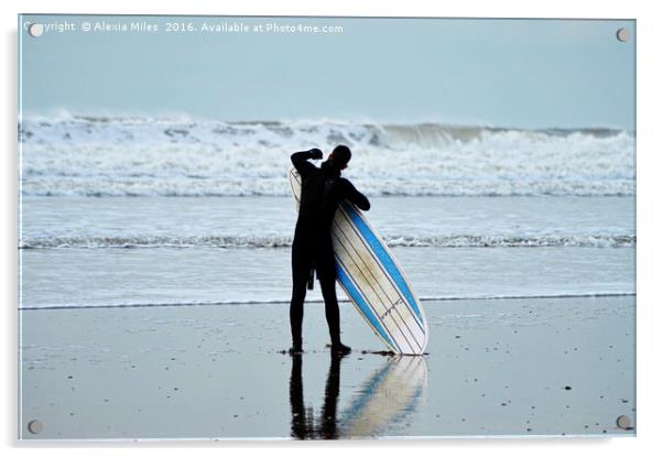 Woolacombe Surfer Acrylic by Alexia Miles