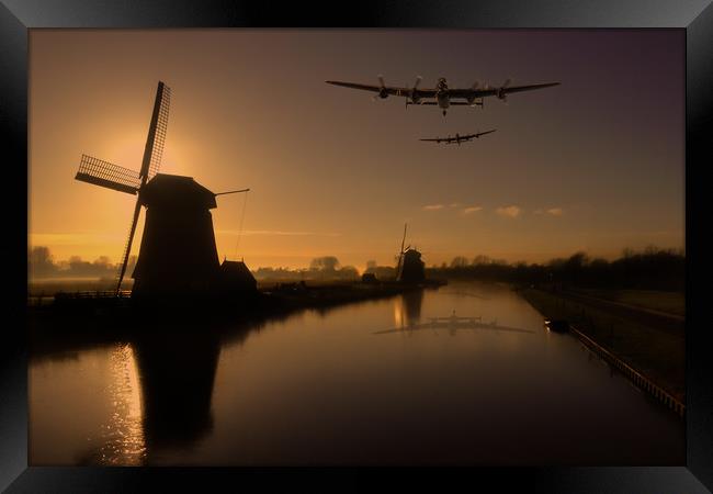 Lancaster bombers and Dutch windmills Framed Print by Oxon Images