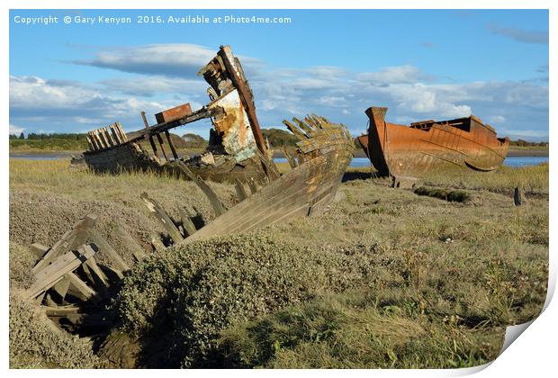 Trio of Ship Wrecks Print by Gary Kenyon
