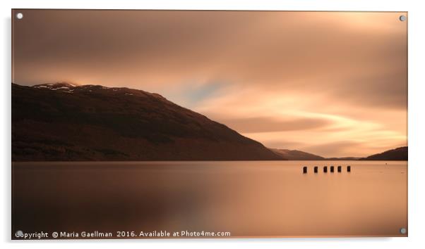 Loch Lomond golden Sunset Acrylic by Maria Gaellman