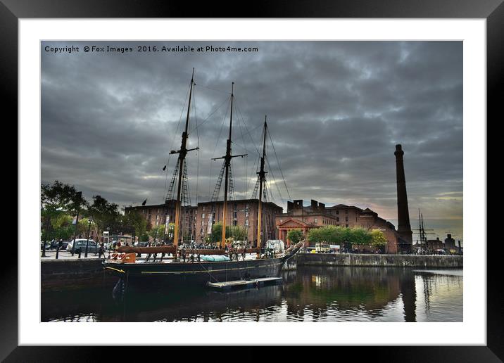 Ship in albert dock liverpool Framed Mounted Print by Derrick Fox Lomax