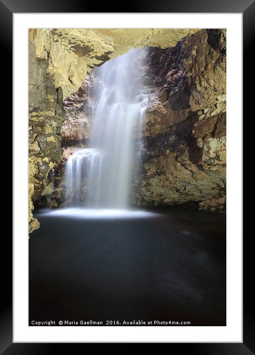 Smoo Cave Waterfall Framed Mounted Print by Maria Gaellman