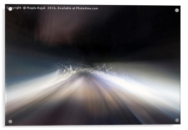 Abstract railway lights Acrylic by Magdalena Bujak